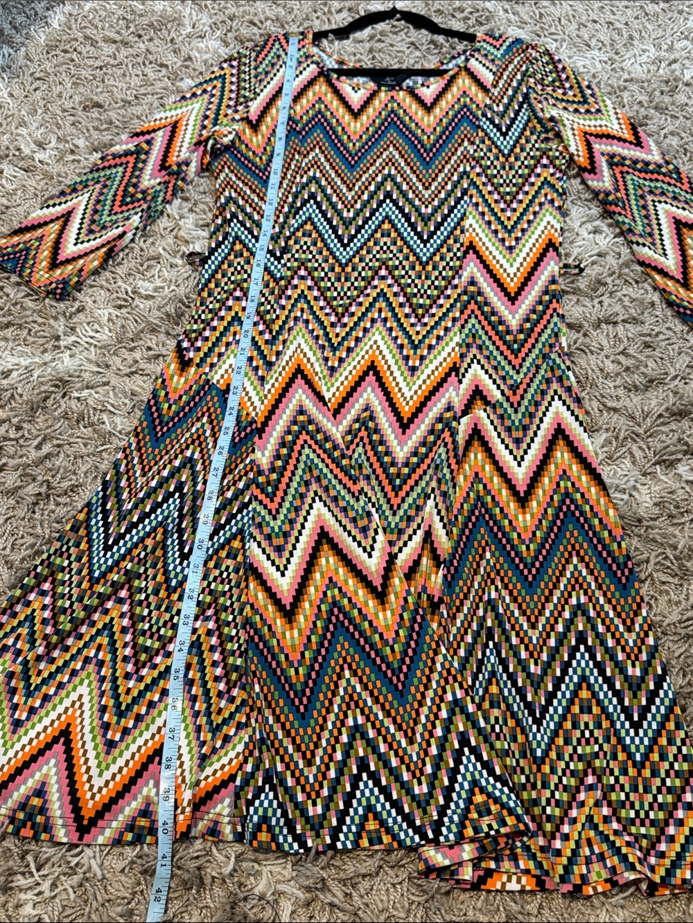 Lennie for Nina Leonard Multicolor Zigzag Chevron Knit Dress No Belt size Medium - Picture 10 of 13